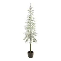 Flocked Green and White Pvc/Pe Christmas Tree