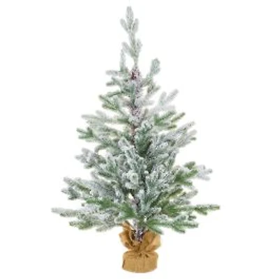 Flocked White and Green Plastic Norway Spruce Table Top Tree