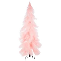 Pink Plastic Feather Pine Tree with Metal Base