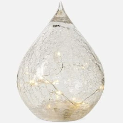 Torre & Tagus Teardrop Crackle Glass Light with Timer