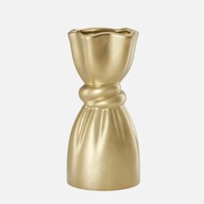Torre & Tagus Knot Ceramic Vase - Matte Gold