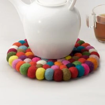 Wool Felt Ball Trivet by Torre & Tagus - Multicolor