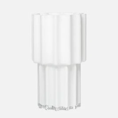 Torre & Tagus Amille Fluted Glass Pedestal Vase - white
