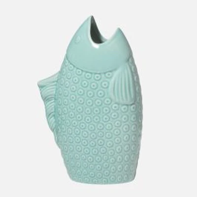Torre & Tagus Mare Fish-Shaped Ceramic Vase, 9" - Turquoise