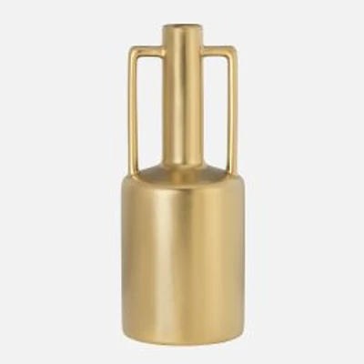 Torre & Tagus Double Handle Long-Neck Vase - Matte Gold