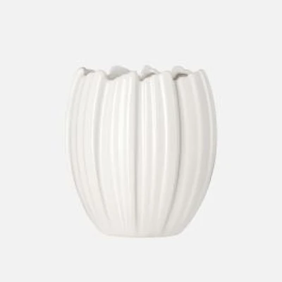 Torre & Tagus Crocus Ceramic Vase 8" - Shiny White