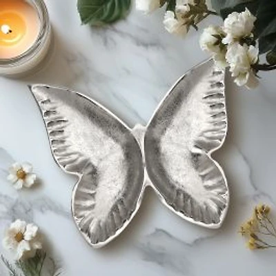 Aluminum Decor Dish, Butterfly - Silver