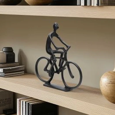 Torre & Tagus Black Sculpture Decor of Man on Bicycle