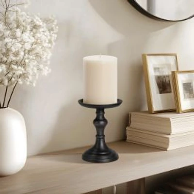 Torre & Tagus Pillar Aluminum Candle Holder, 5" - Black