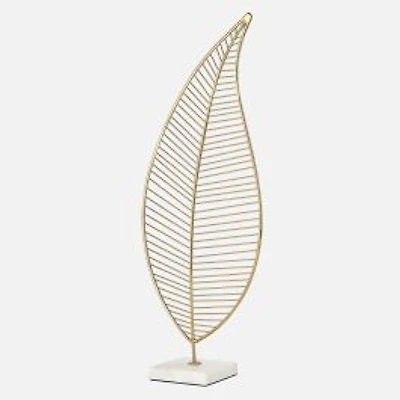 Torre & Tagus Wire Leaf Sculpture with Marble Base