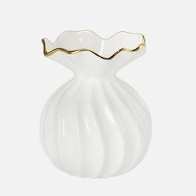 Torre & Tagus Flared Swirl Gold Trim Vase