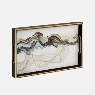 Savoy Gold Trim Rectangular Tray