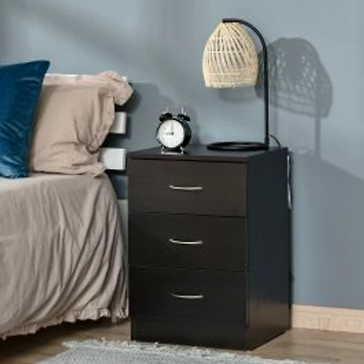 Modern Nightstand with 3-Drawer Storage