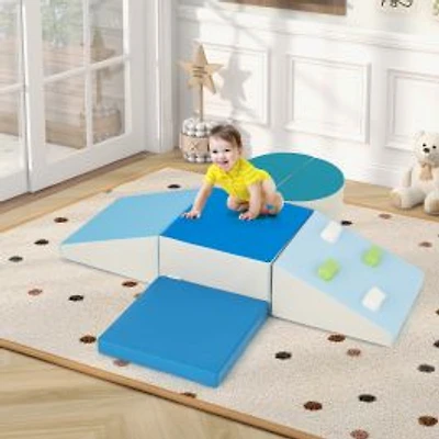 6-Piece Soft Play Set for Toddlers with Climbing Triangle and Ramp