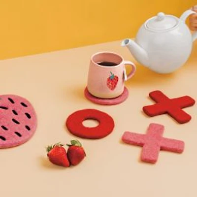 Danica Valentines Felted Wool Coasters, Set of 4