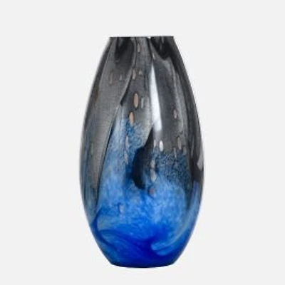 Bowl Shaped Vase, 7.3" - Black Blue Combo