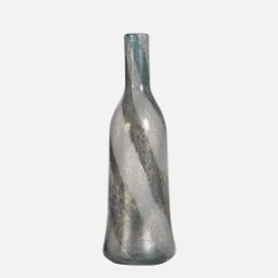 Narrow Neck Vase, 18.5" - Blue, Brown & Silver