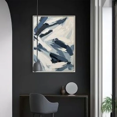 Veil White and Blue Abstract Painting