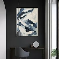 Veil White and Blue Abstract Painting
