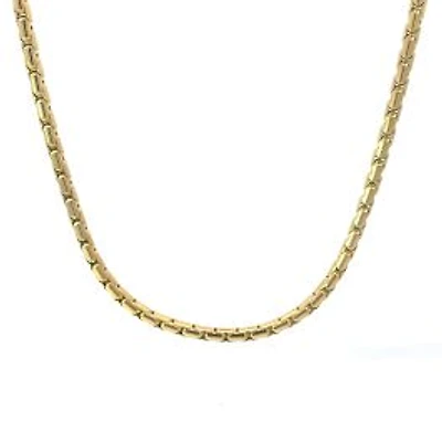 Luenzo 3mm Long Box Chain 24" Necklace Gold Plated
