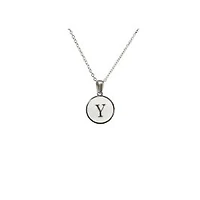 Luenzo Stainless Steel Initial Necklace "Y" with Mother of Pearl Inlay