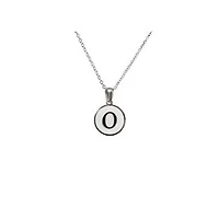 Luenzo Stainless Steel Initial Necklace "O" with Mother of Pearl Inlay