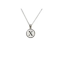 Luenzo Stainless Steel Initial Necklace "X" with Mother of Pearl Inlay