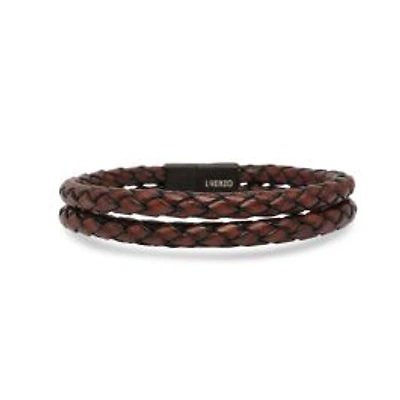 Luenzo Cognac Brown Genuine Leather Double Wrap Bracelet