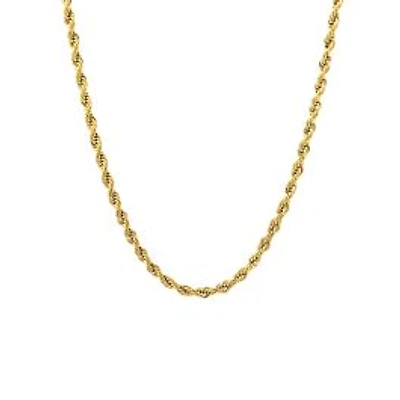 Luenzo 4mm Rope Chain 24" Necklace Gold Plated