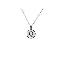 Luenzo Stainless Steel Initial Necklace "Q" with Mother of Pearl Inlay