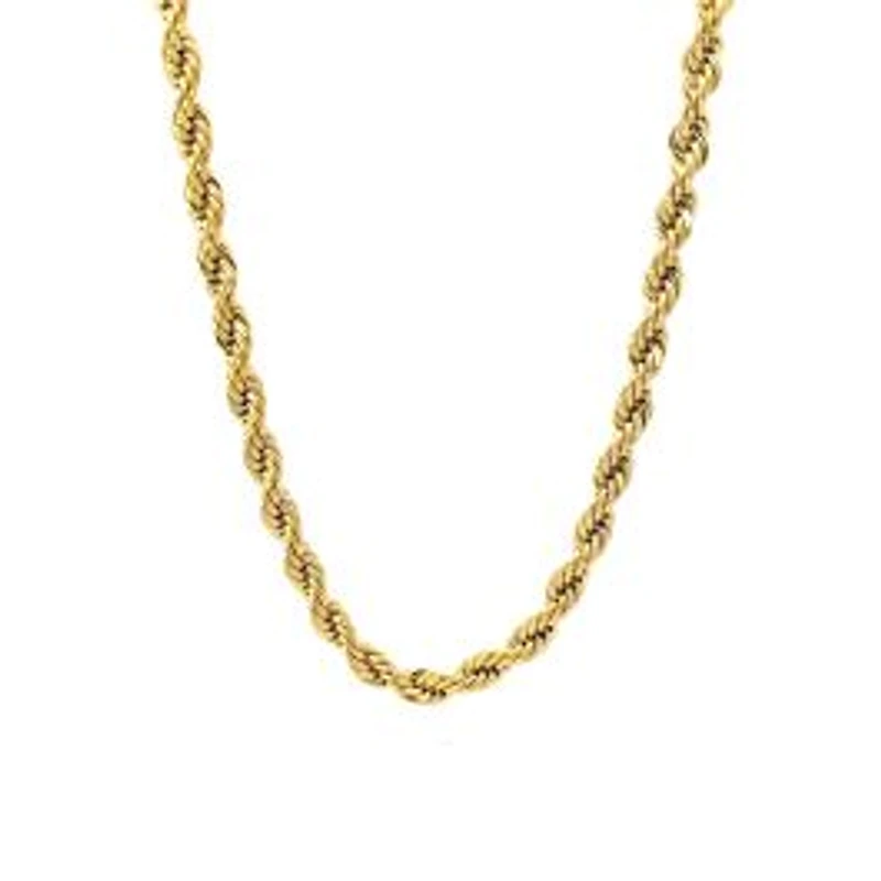 Luenzo 5mm Stainless Steel Rope Chain Necklace Gold Plated