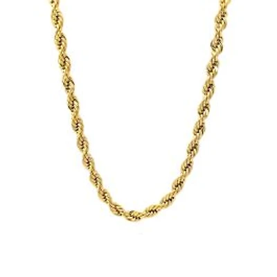Luenzo 5mm Stainless Steel Rope Chain Necklace Gold Plated