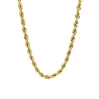 Luenzo 5mm Stainless Steel Rope Chain Necklace Gold Plated