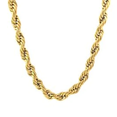 Luenzo 8mm Rope Chain 24" Necklace Gold Plated 14k