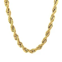 Luenzo 8mm Rope Chain 24" Necklace Gold Plated 14k