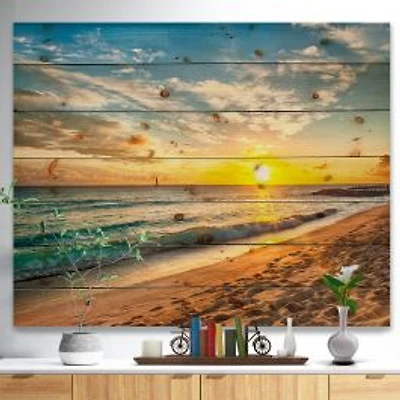 White Beach in Island of Barbados Wood Wall Art