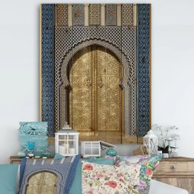 Morroco Palace Golden Doors Wood Wall Art