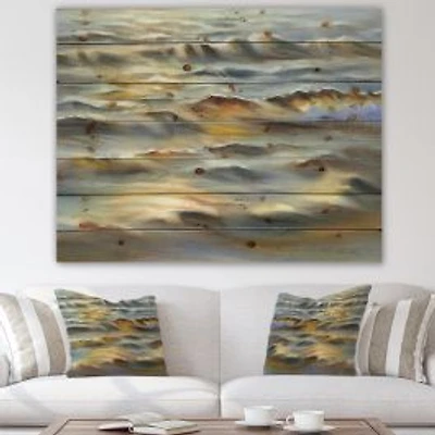 Sunlight Reflections Of Evening Time Waves Wood Wall Art