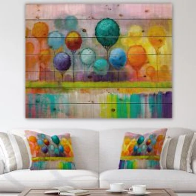 Colorful Trees Reflected In Water Wood Wall Art