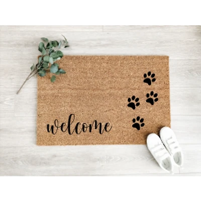 Welcome Dog Paws Coir Doormat