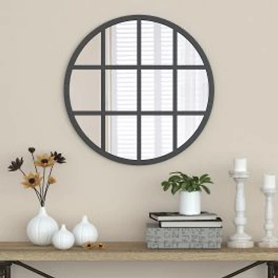 William Black Framed Window Pane Mirror