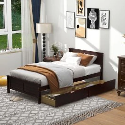 Twin Size Bed Frame, Storage Drawers