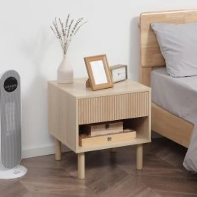 Modern Nightstand with Drawer and Open Shelf