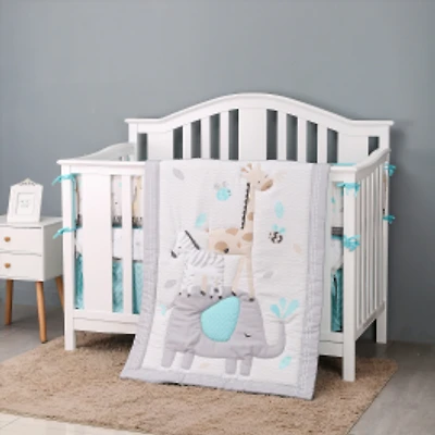 5-Piece Newborn Crib Bedding Set - Elephant & Giraffe