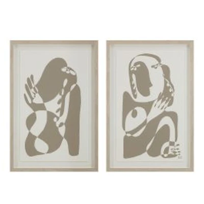 Cybel 24.1" Wide Wall Art with Wood Frame, Walnut