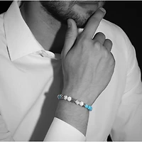 Luenzo Blue and White Turquoise with Silver Cubic Zirconia Accent Bracelet
