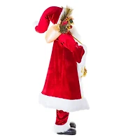 Velveteen Red Fabric Santa Claus Figurine with Gifts