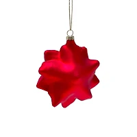 Ornements poinsettias suspendus en verre rouge avec détails dorés, ensemble de 3