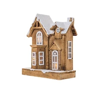 Maison classique suspendue en bois gris et blanc DEL