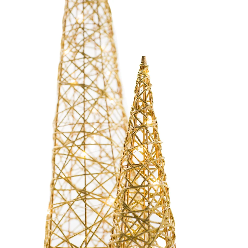 Gold Cone Iluminated Tree Set